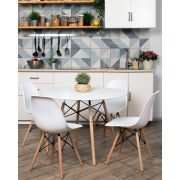 Стул «Eames» пластиковый белый деревянные ножки