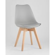 Стул кухонный «Eames Soft» экокожа серый на деревянных ножках