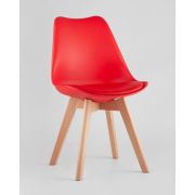 Стул кухонный «Eames Soft» экокожа красный на деревянных ножках