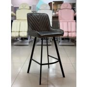 Стул барный «Манчестер» велюр тёмно-серый на чёрных металлических ножках