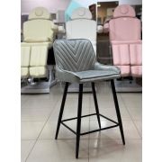 Стул барный «Манчестер» велюр светло-серый на чёрных металлических ножках