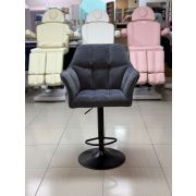 Стул барный «Сан-Луис» велюр темно-серый на черном диске