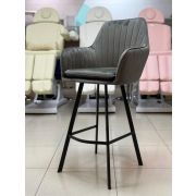 Стул барный «Макома Midi» темно-серый велюр на плоских барных металлических ножках