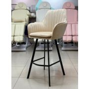 Стул барный «Макома Midi» бежевый велюр на плоских барных металлических ножках
