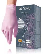 Перчатки нитриловые розовые «Benovy» размер М 50 пар