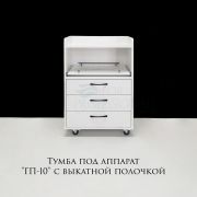 Тумба под аппарат «ТП-3 ГП-10» 550х450х800 с выкатной полкой Белый глянец