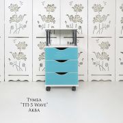Тележка косметологическая «ТП-3» с криволинейными ящиками 750*400*400 белый шелк+аква