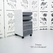 Тележка косметологическая «ТП 2+2» Белый шелк + Вулкан