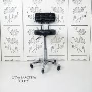 Стул мастера «Cleo со спинкой» экокожа черный глянец на хромовом пятилучии