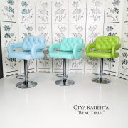 Стул барный «Beautiful» экокожа салатовый на хромовом диске